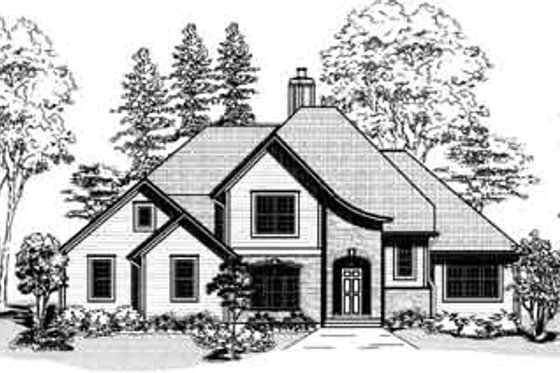 Exterior - Front Elevation for European House Plan #9-103 - 4 bed, 3 bath