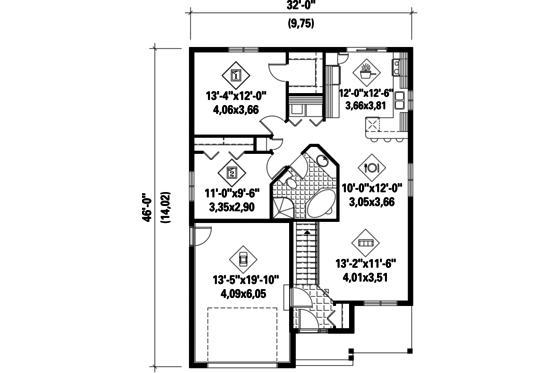 Floor Plan - Main Floor for Country House Plan #25-4541 - 2 bed, 1 bath