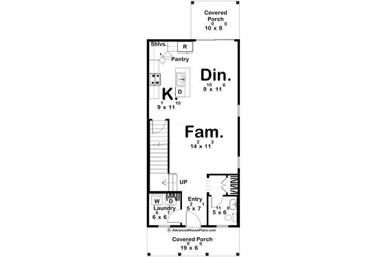 Floor Plan - Main Floor for Traditional House Plan #455-671 - 3 bed, 2.5 bath