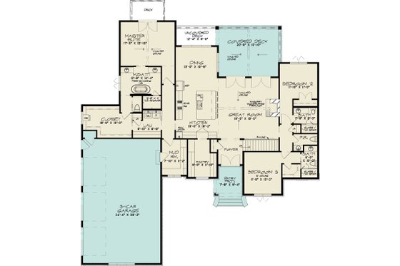 Floor Plan - Main Floor for Modern House Plan #923-425 - 3 bed, 3.5 bath
