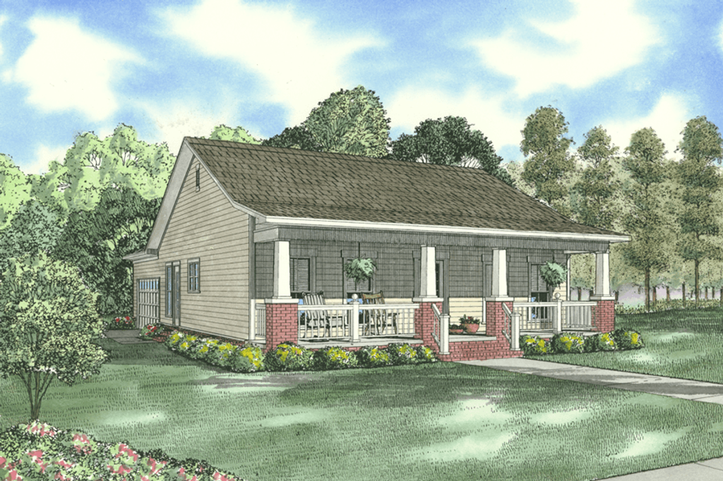 Cabin Style House Plan - 3 Beds 2 Baths 1248 Sq/Ft Plan #17-2216
