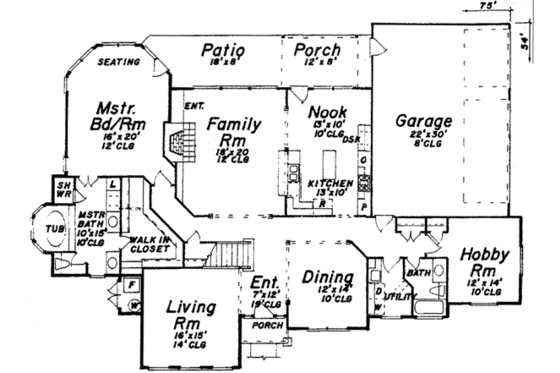 Floor Plan - Main Floor for European House Plan #52-181 - 4 bed, 4 bath
