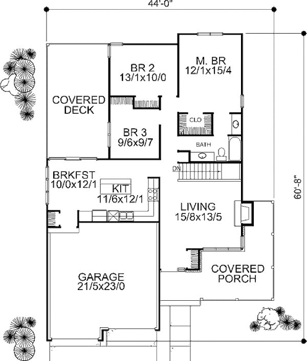 Architectural House Design - Ranch Floor Plan - Main Floor Plan #320-401