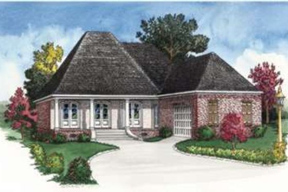 Exterior - Front Elevation for European House Plan #16-308 - 4 bed, 3 bath