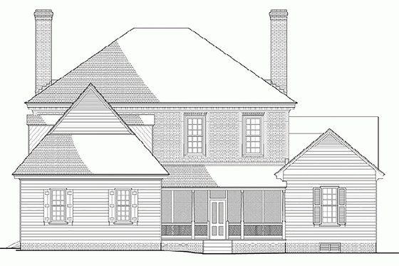 Exterior - Rear Elevation for Colonial House Plan #137-229 - 4 bed, 4 bath