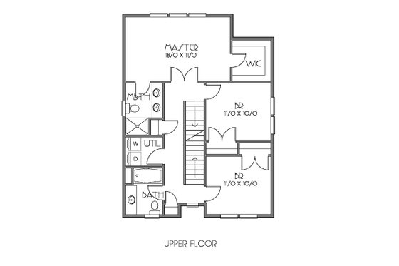 Floor Plan - Upper Floor for Craftsman House Plan #423-62 - 3 bed, 2.5 bath