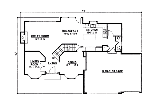 Floor Plan - Main Floor for Traditional House Plan #67-861 - 4 bed, 3 bath