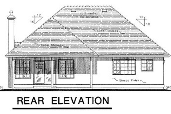 Exterior - Rear Elevation for Traditional House Plan #18-190 - 3 bed, 2 bath