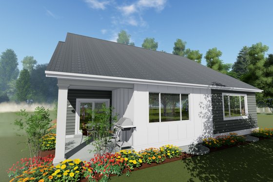 Exterior - Rear Elevation for Traditional House Plan #1069-26 - 2 bed, 2 bath