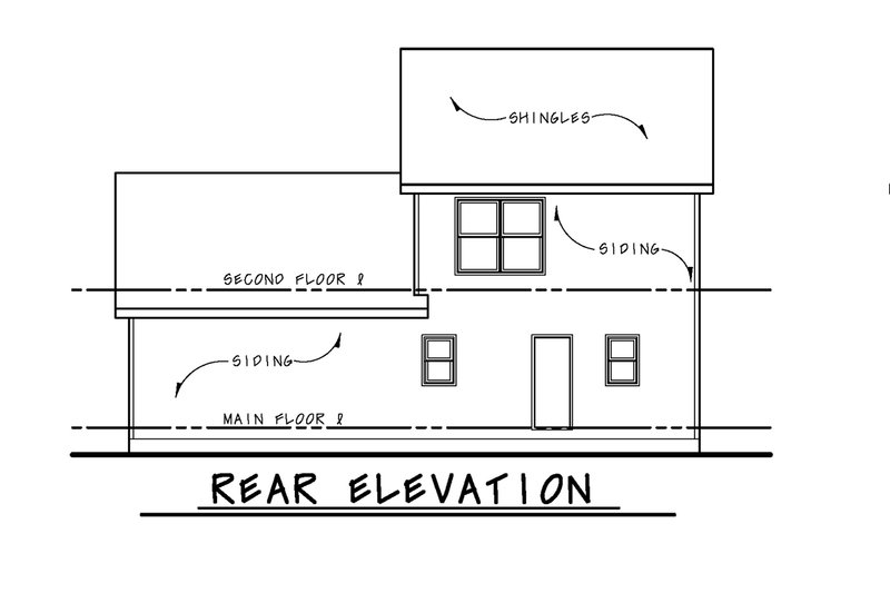 House Blueprint - Exterior - Rear Elevation for Traditional House Plan #20-2606 - 3 bed, 2.5 bath