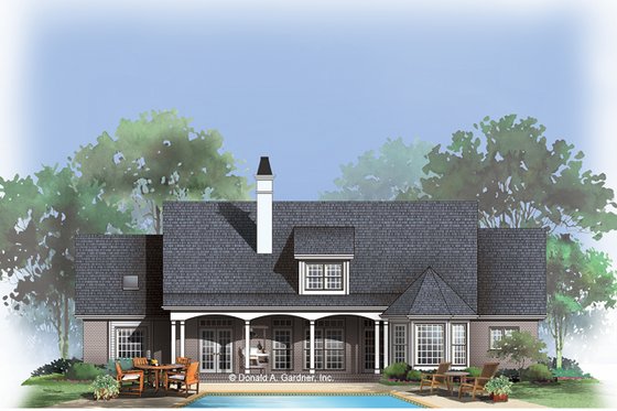 Exterior - Rear Elevation for Country House Plan #929-259 - 3 bed, 2 bath