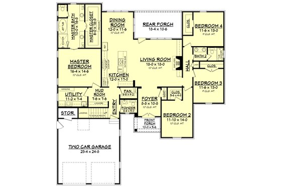 Floor Plan - Main Floor for European House Plan #430-139 - 4 bed, 2.5 bath