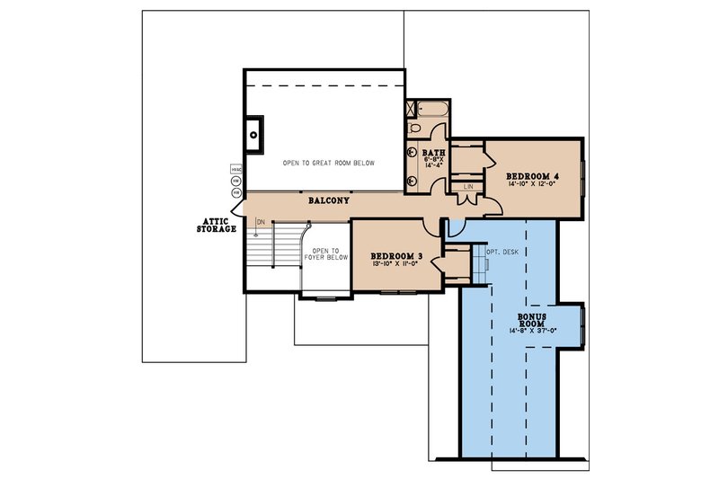 House Blueprint - Floor Plan - Upper Floor for Traditional House Plan #923-275 - 4 bed, 3 bath