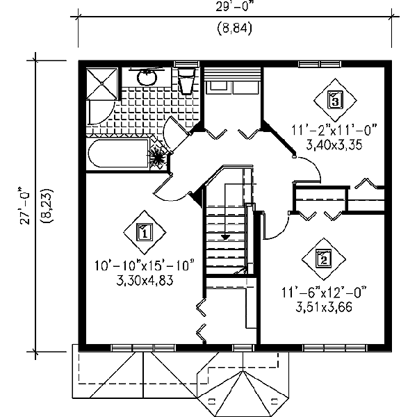 Traditional Floor Plan - Upper Floor Plan #25-2041