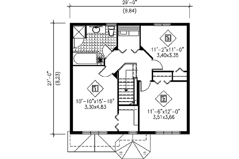 Dream House Plan - Floor Plan - Upper Floor for Traditional House Plan #25-2041 - 3 bed, 1.5 bath
