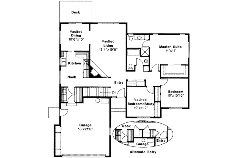 Home Plan - Floor Plan - Main Floor for Modern House Plan #124-141 - 3 bed, 2 bath