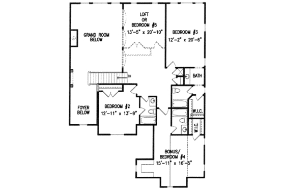 Floor Plan - Upper Floor for Traditional House Plan #54-140 - 5 bed, 4.5 bath