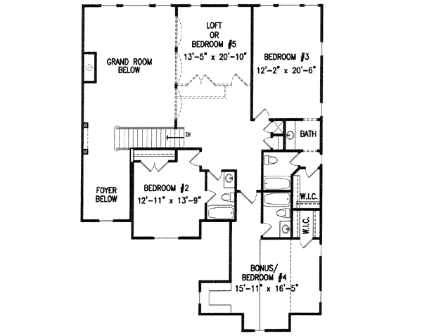 Traditional Floor Plan - Upper Floor Plan #54-140