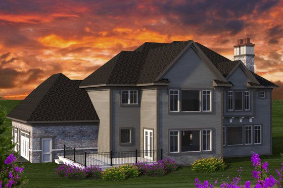 Exterior - Rear Elevation for Tudor House Plan #70-1205 - 4 bed, 4.5 bath