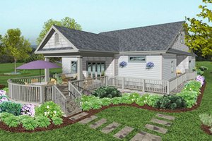 Exterior - Rear Elevation for Craftsman House Plan #56-709 - 3 bed, 2.5 bath