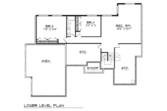 Floor Plan - Lower Floor for Traditional House Plan #70-759 - 4 bed, 3.5 bath