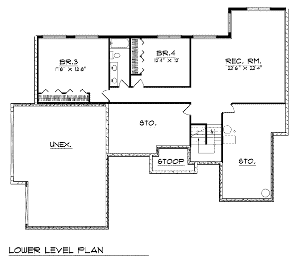 Architectural House Design - Traditional Floor Plan - Lower Floor Plan #70-759