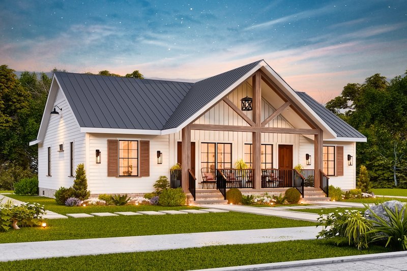 House Blueprint - Traditional Exterior - Front Elevation Plan #54-600