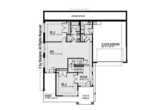 Floor Plan - Main Floor for Contemporary House Plan #1066-8 - 4 bed, 3 bath