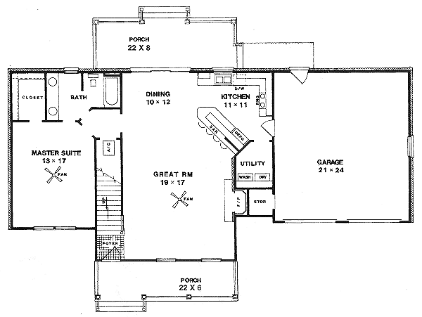 Country Floor Plan - Main Floor Plan #14-217
