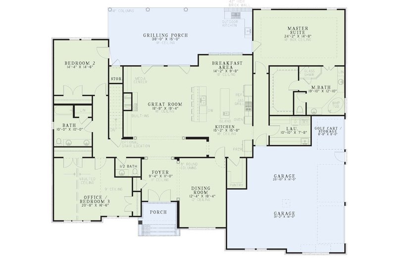 Home Plan - Floor Plan - Main Floor for European House Plan #17-2510 - 3 bed, 2.5 bath