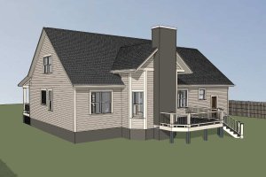 Exterior - Rear Elevation for Country House Plan #79-221 - 3 bed, 2.5 bath