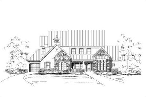 Exterior - Front Elevation for European House Plan #411-358 - 4 bed, 4.5 bath