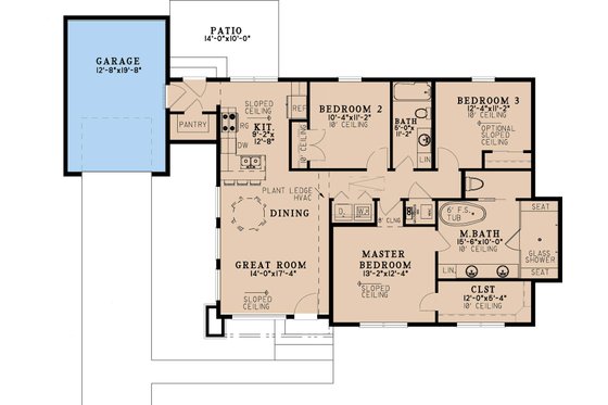 Floor Plan - Main Floor for Modern House Plan #923-451 - 3 bed, 2 bath