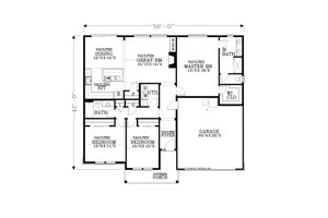Floor Plan - Main Floor for Craftsman House Plan #53-573 - 3 bed, 2 bath