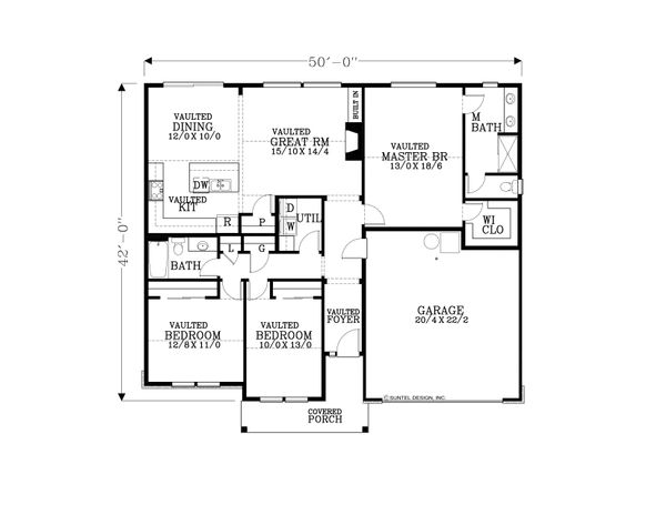 Craftsman Style House Plan - 3 Beds 2 Baths 1577 Sq/Ft Plan #53-573 ...