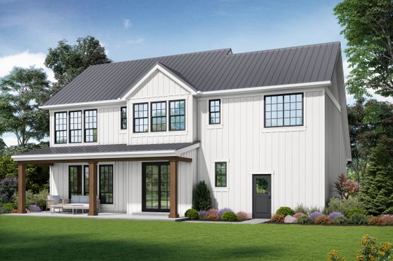 Exterior - Rear Elevation for Contemporary House Plan #48-986 - 4 bed, 2.5 bath