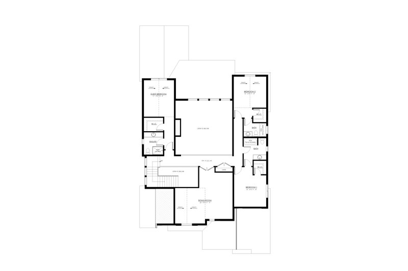 House Blueprint - Floor Plan - Upper Floor for European House Plan #1114-22 - 4 bed, 4.5 bath