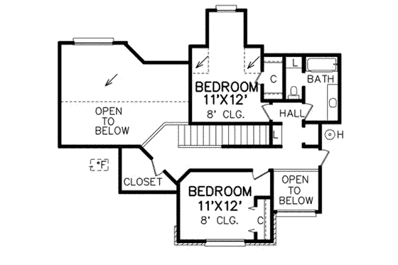 Floor Plan - Upper Floor for Traditional House Plan #65-277 - 3 bed, 3 bath