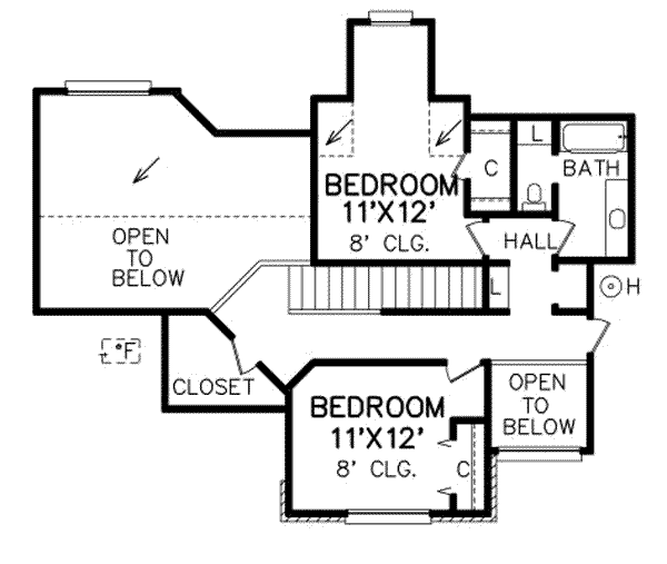 Traditional Floor Plan - Upper Floor Plan #65-277