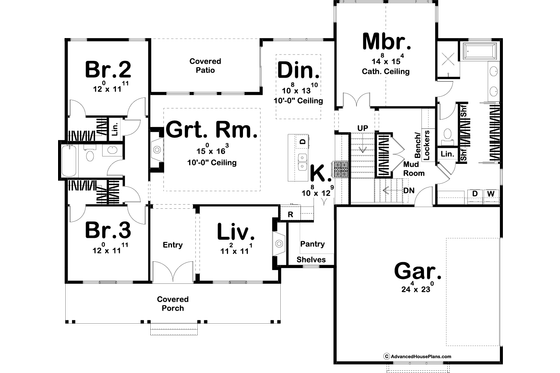 Floor Plan - Main Floor for Modern House Plan #455-295 - 3 bed, 2 bath