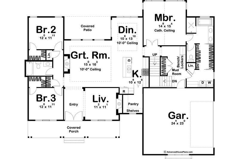 House Design - Floor Plan - Main Floor for Modern House Plan #455-295 - 3 bed, 2 bath