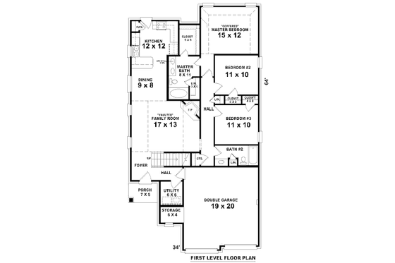 Floor Plan - Main Floor for European House Plan #81-13844 - 3 bed, 2 bath