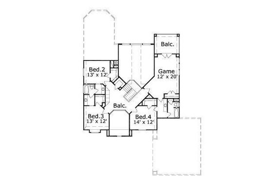 Floor Plan - Upper Floor for European House Plan #411-376 - 4 bed, 3.5 bath