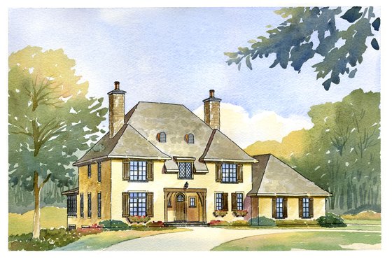 Exterior - Front Elevation for European House Plan #901-79 - 4 bed, 2.5 bath