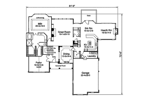 Floor Plan - Main Floor for Country House Plan #57-337 - 4 bed, 3.5 bath