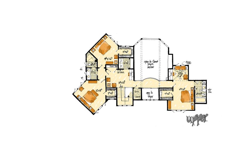 Home Plan - Floor Plan - Upper Floor for Prairie House Plan #942-37 - 4 bed, 4.5 bath