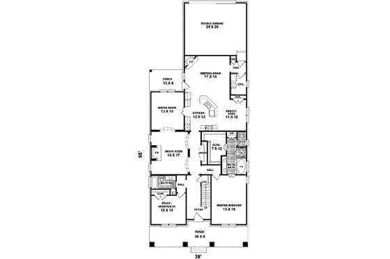 Floor Plan - Main Floor for Bungalow House Plan #81-439 - 3 bed, 3 bath