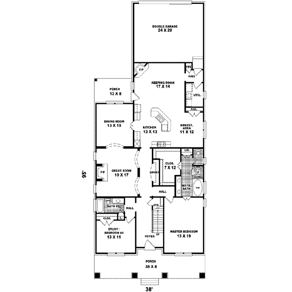 Floor Plan - Main Floor for Bungalow House Plan #81-439 - 3 bed, 3 bath