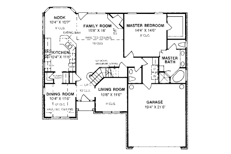 Dream House Plan - Floor Plan - Main Floor for Traditional House Plan #20-179 - 3 bed, 2.5 bath