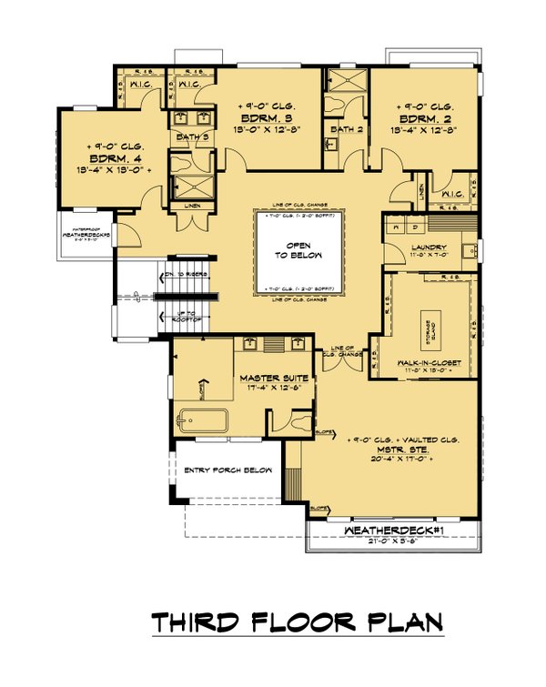 Architectural House Design - Contemporary Floor Plan - Upper Floor Plan #1066-133